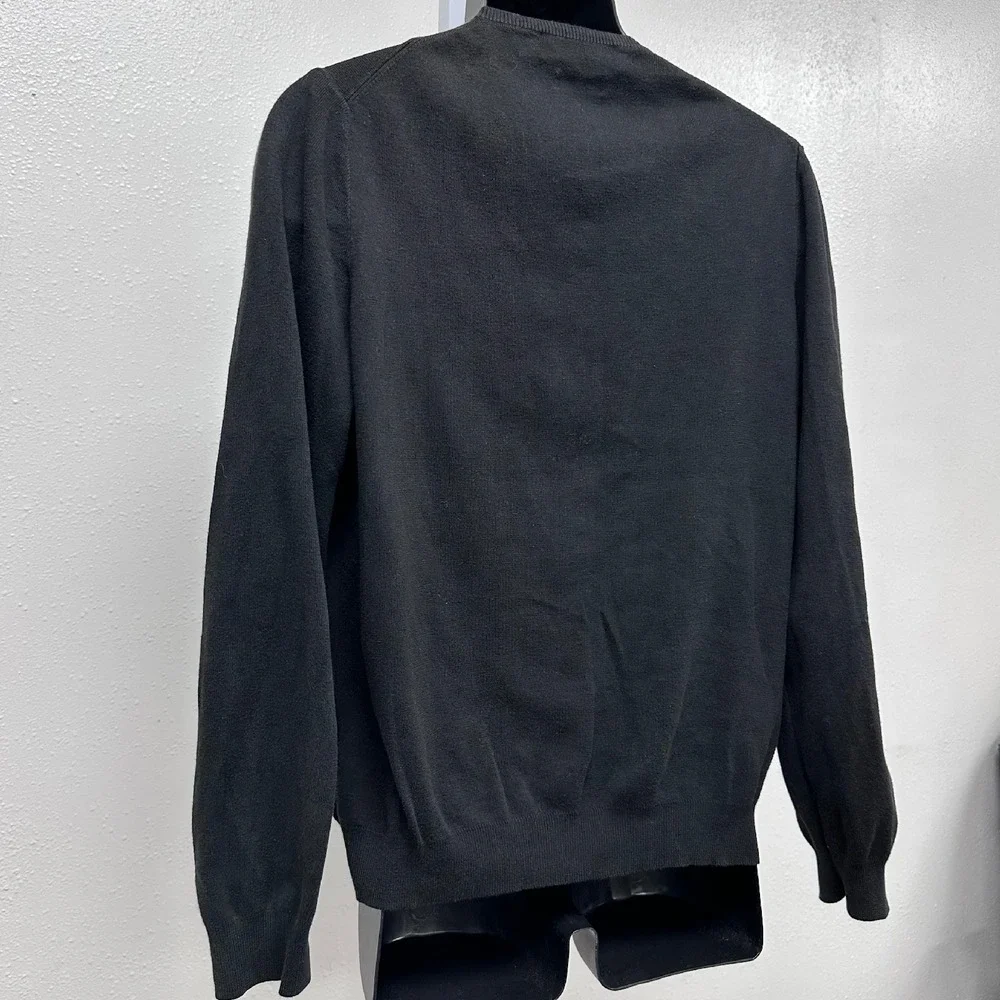 Polo Ralph Lauren Pima Cotton‎ V-Neck Sweater Purple Logo Black L